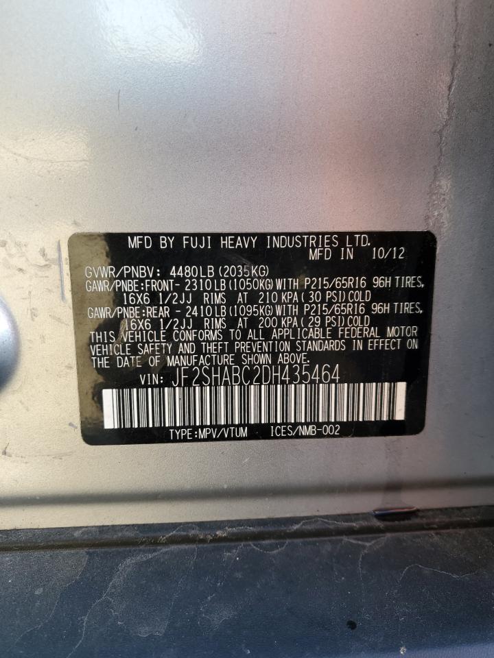 2013 Subaru Forester 2.5X VIN: JF2SHABC2DH435464 Lot: 85578855