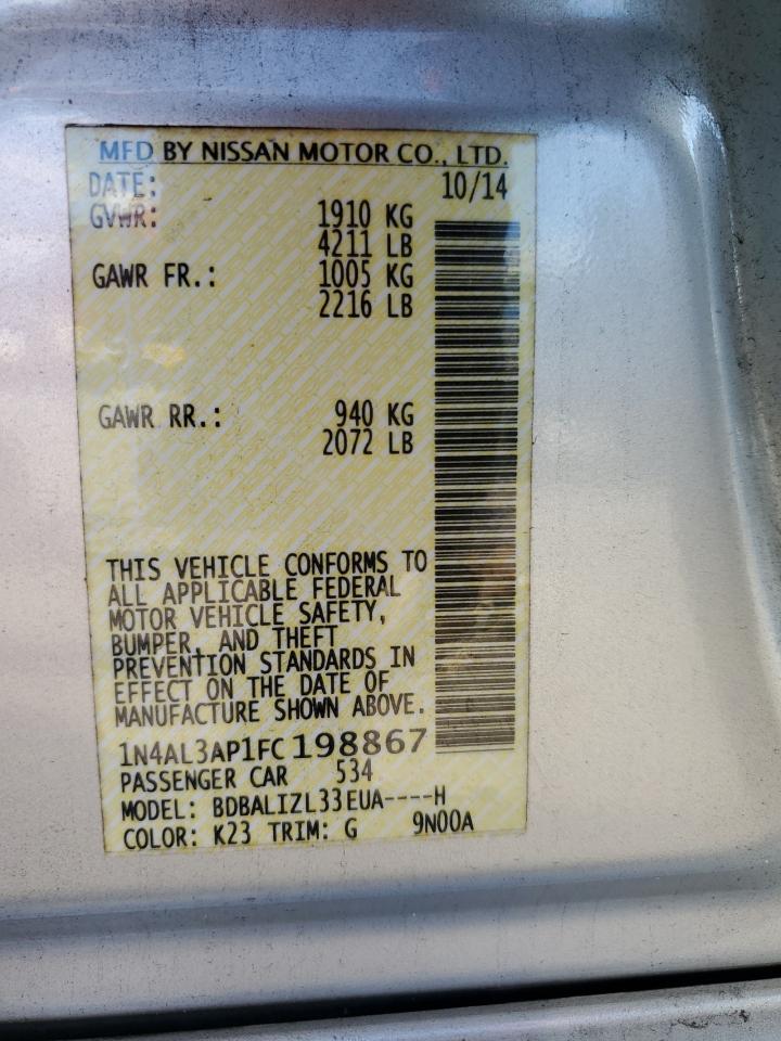 2015 Nissan Altima 2.5 VIN: 1N4AL3AP1FC198867 Lot: 82185785