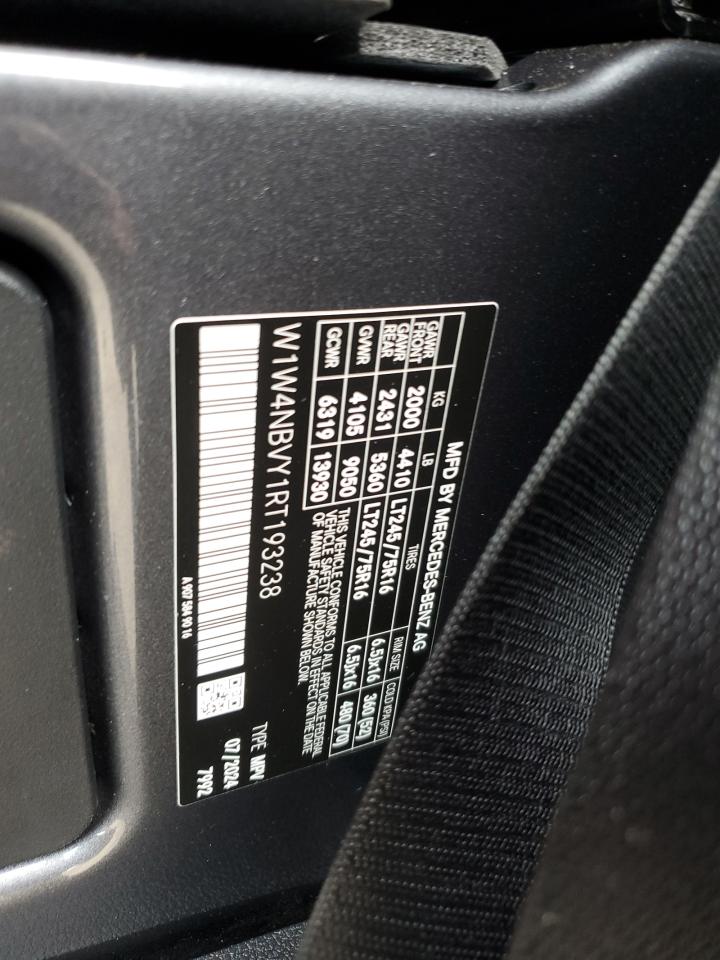 2024 Mercedes-Benz Sprinter 2500 VIN: W1W4NBVY1RT193238 Lot: 87445035