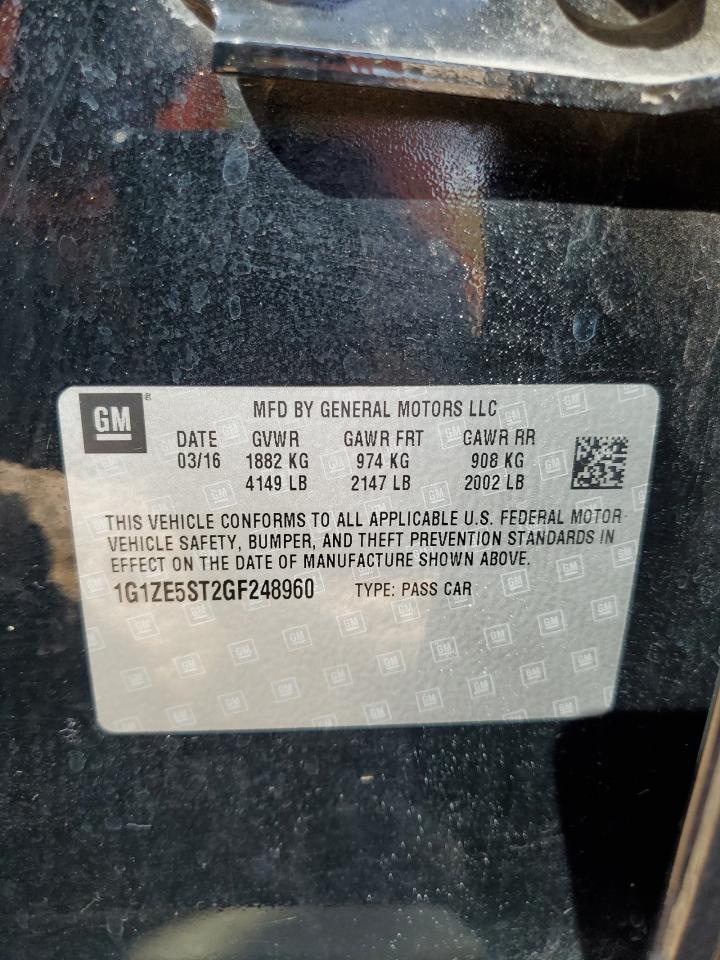 2016 Chevrolet Malibu Lt VIN: 1G1ZE5ST2GF248960 Lot: 89716025