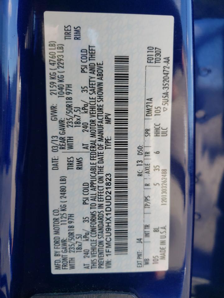 2013 Ford Escape Sel VIN: 1FMCU9HX1DUD21823 Lot: 89907705