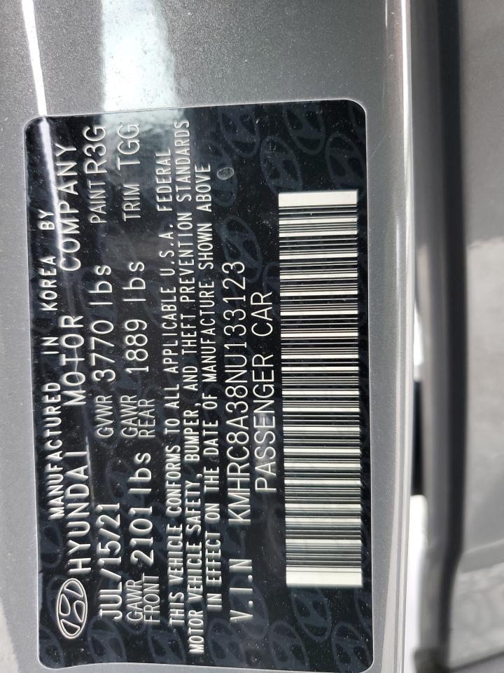 2022 Hyundai Venue Sel VIN: KMHRC8A38NU133123 Lot: 85143485