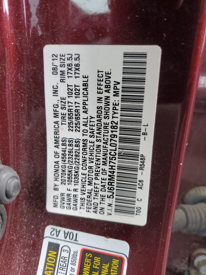 2012 Honda Cr-V Exl VIN: 5J6RM4H75CL079182 Lot: 85720585