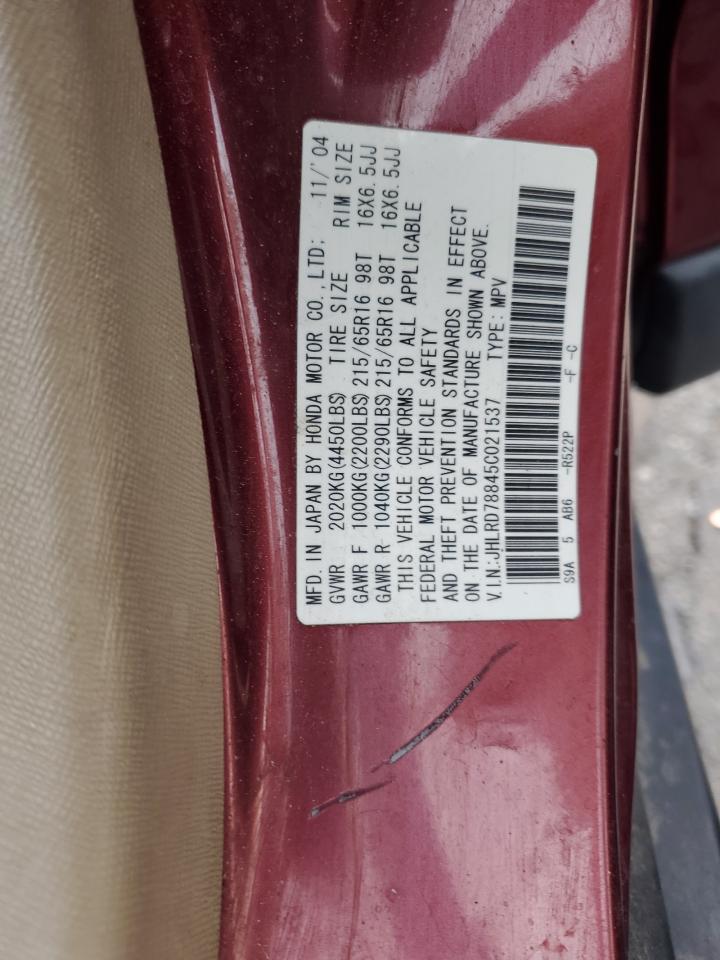 2005 Honda Cr-V Ex VIN: JHLRD78845C021537 Lot: 90420395