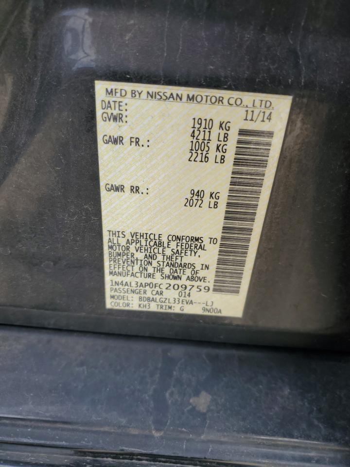 2015 Nissan Altima 2.5 VIN: 1N4AL3AP0FC209759 Lot: 82361305