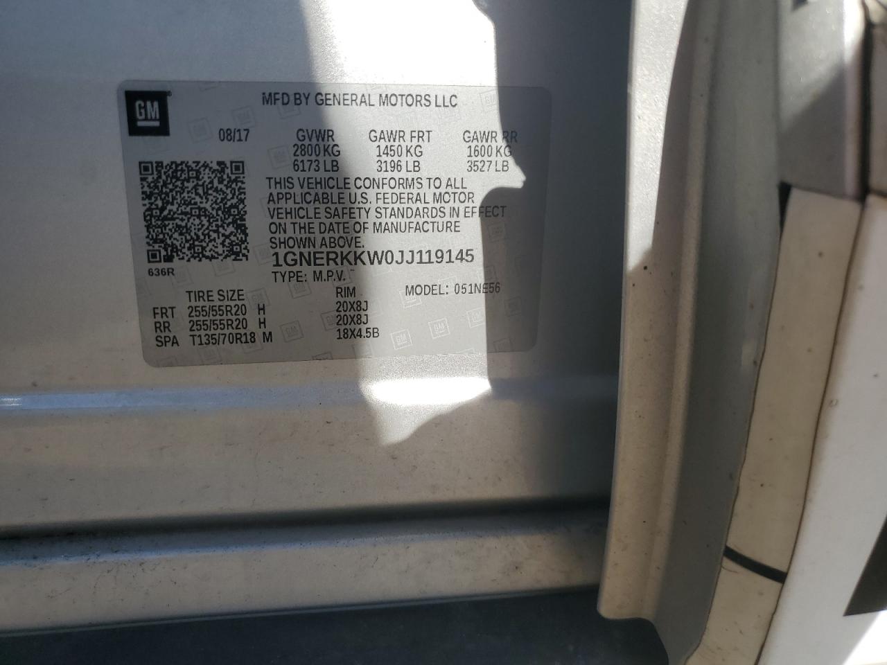 2018 Chevrolet Traverse Premier VIN: 1GNERKKW0JJ119145 Lot: 82147025