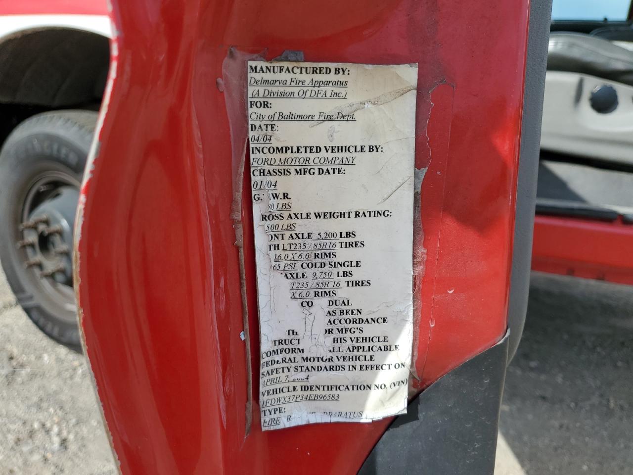 2004 Ford F350 Super Duty VIN: 1FDWX37P34EB96583 Lot: 84807895