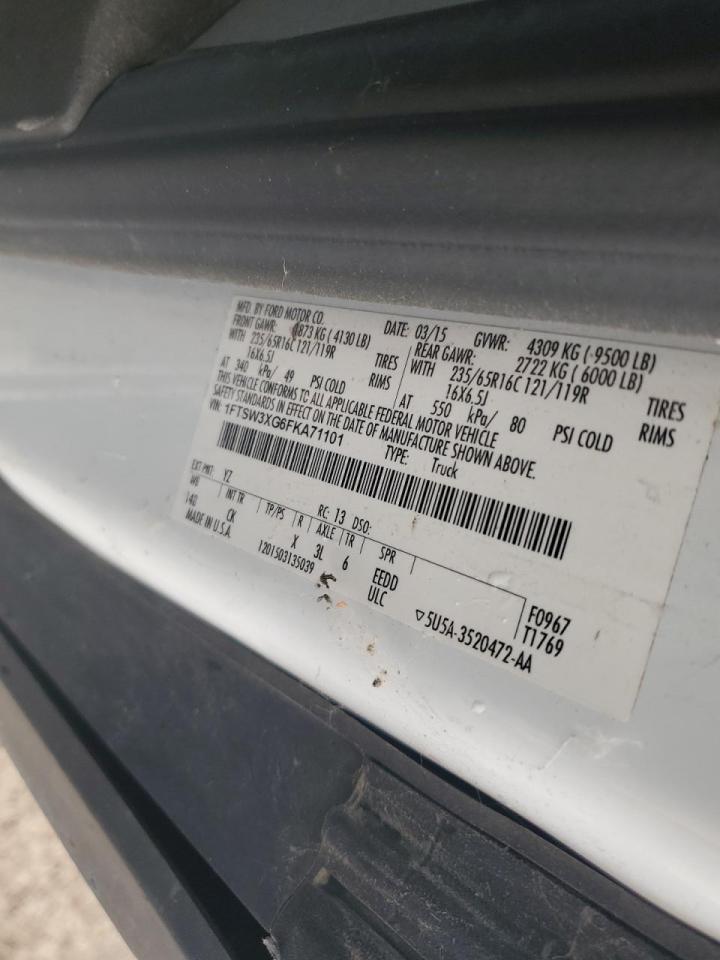 2015 Ford Transit Delivery Van VIN: 1FTSW3XG6FKA71101 Lot: 85826125