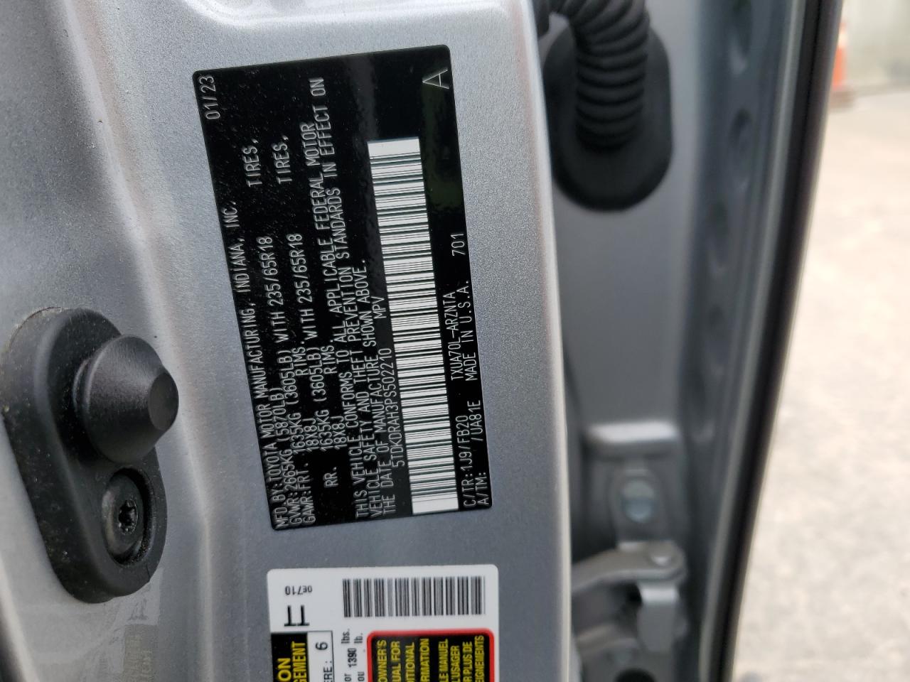 2023 Toyota Highlander L VIN: 5TDKDRAH3PS502210 Lot: 82269995