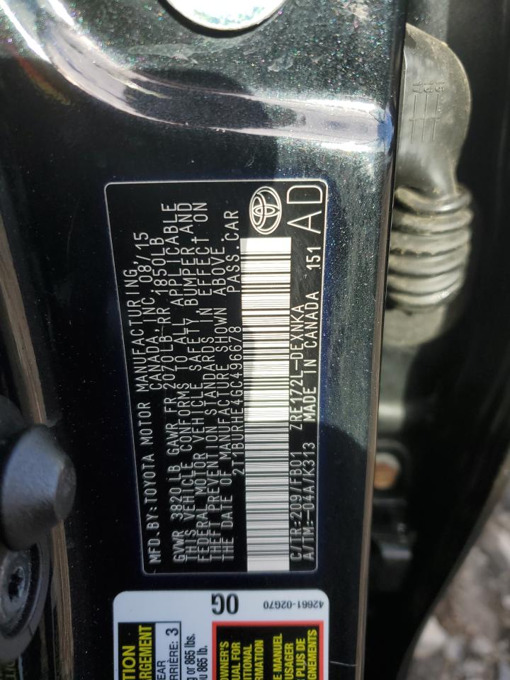 2016 Toyota Corolla L VIN: 2T1BURHE4GC496678 Lot: 85278445