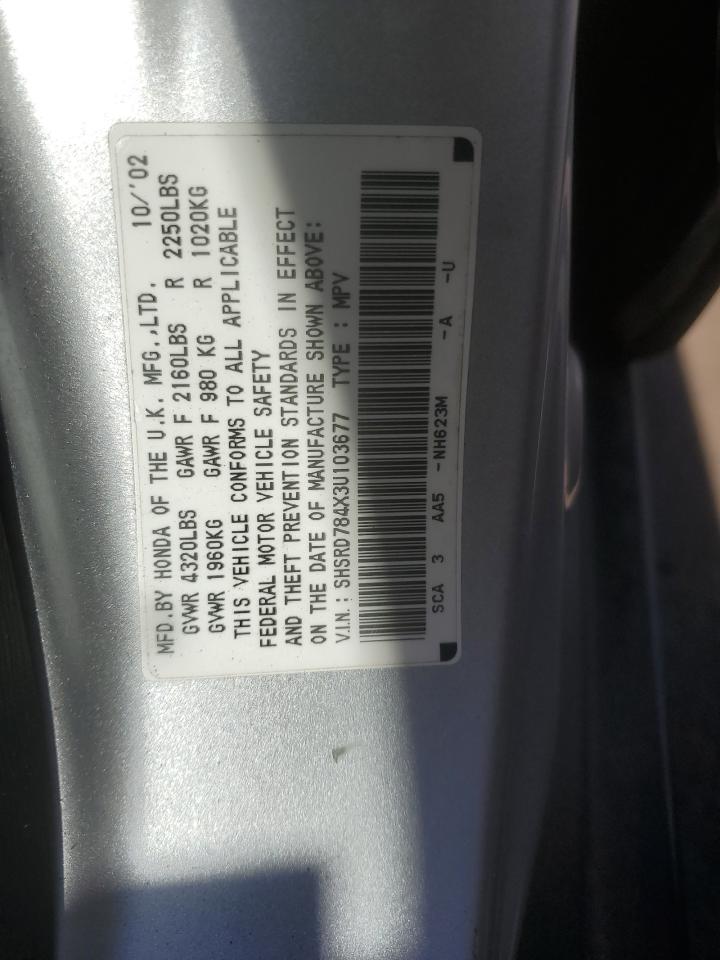 2003 Honda Cr-V Lx VIN: SHSRD784X3U103677 Lot: 85516255