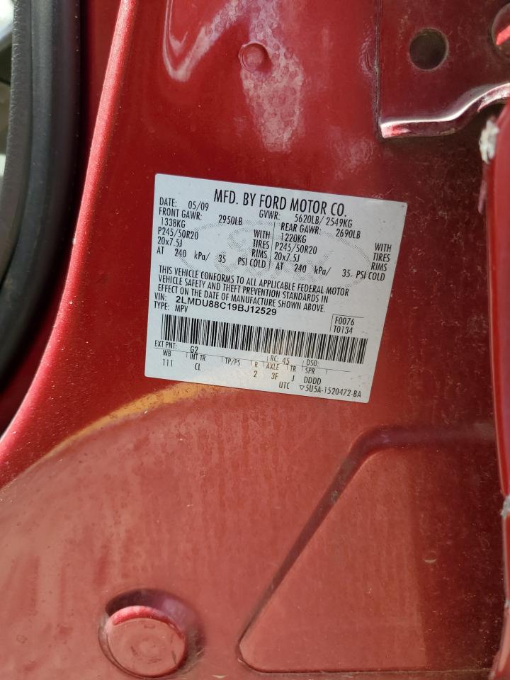 2009 Lincoln Mkx VIN: 2LMDU88C19BJ12529 Lot: 86795725