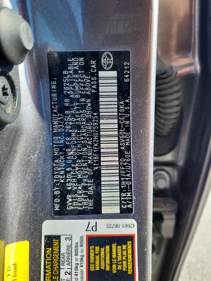 2017 Toyota Camry Le VIN: 4T1BF1FK2HU759254 Lot: 86464715