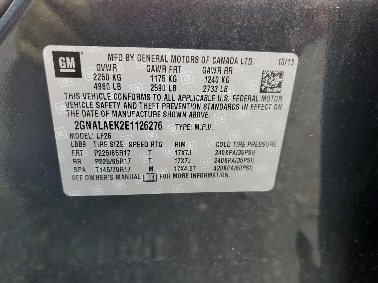 2014 Chevrolet Equinox Ls VIN: 2GNALAEK2E1126276 Lot: 84975485