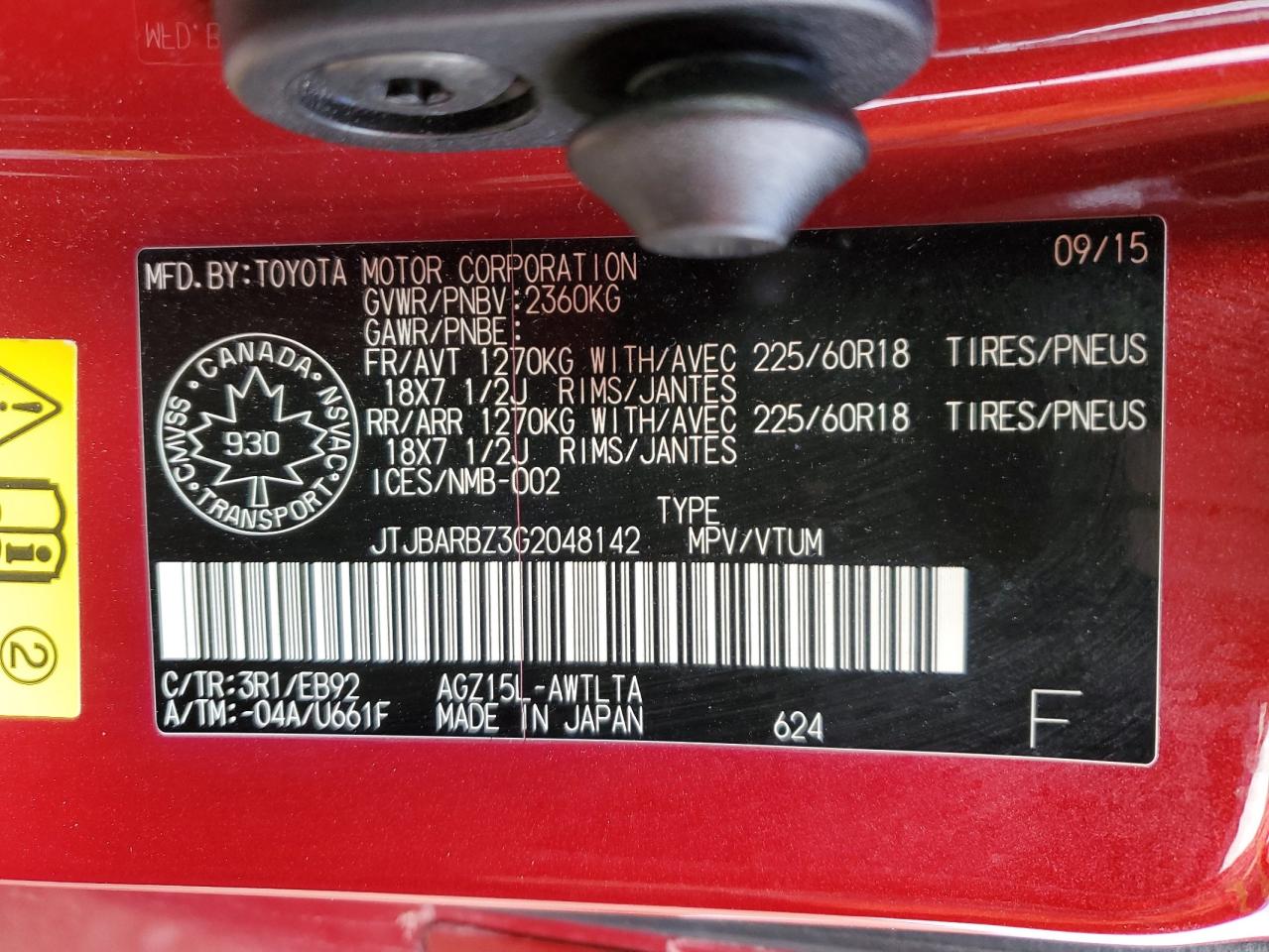 2016 Lexus Nx 200T Base VIN: JTJBARBZ3G2048142 Lot: 85665095