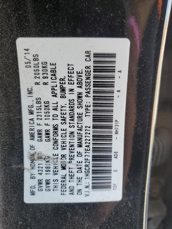 2014 Honda Accord Ex VIN: 1HGCR2F77EA227272 Lot: 85925255
