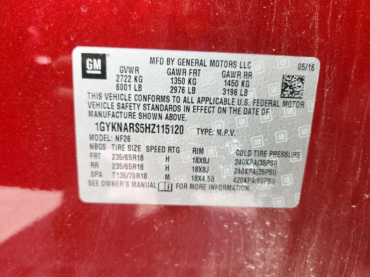 2017 Cadillac Xt5 VIN: 1GYKNARS5HZ115120 Lot: 82359525