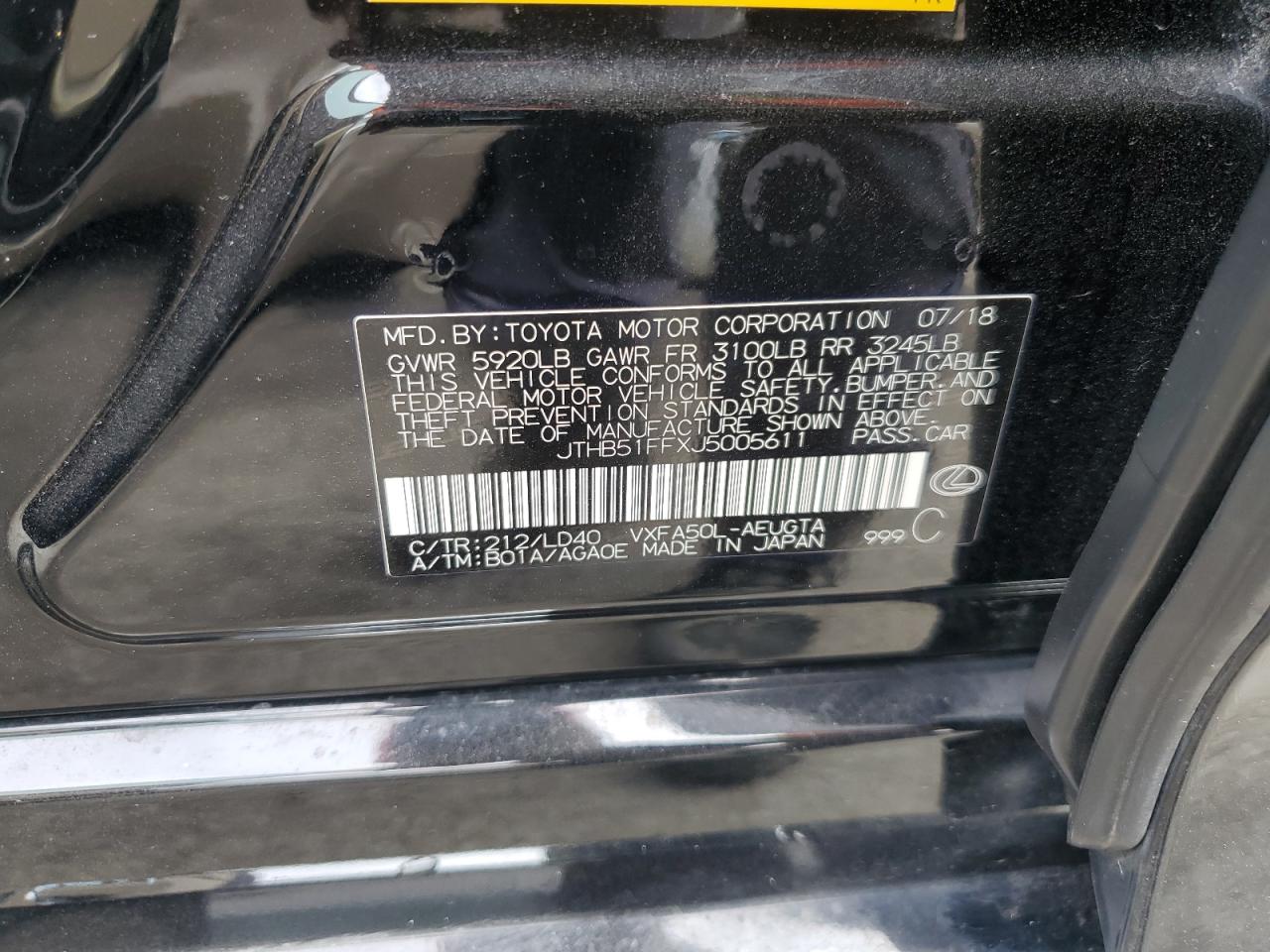 2018 Lexus Ls 500 Base VIN: JTHB51FFXJ5005611 Lot: 90408665