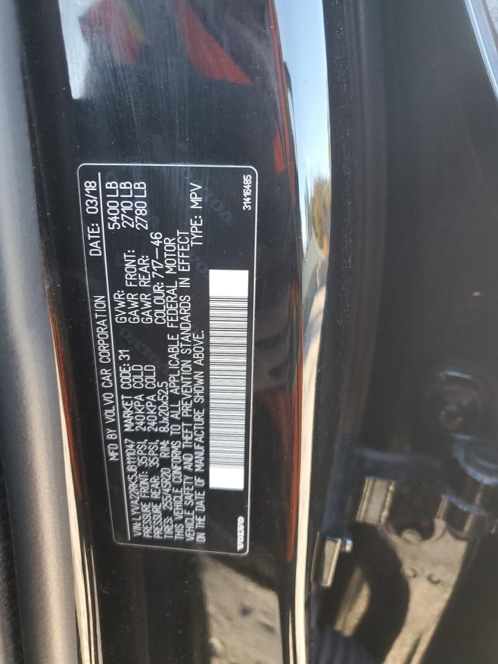 2018 Volvo Xc60 T6 VIN: LYVA22RK5JB111047 Lot: 87118325