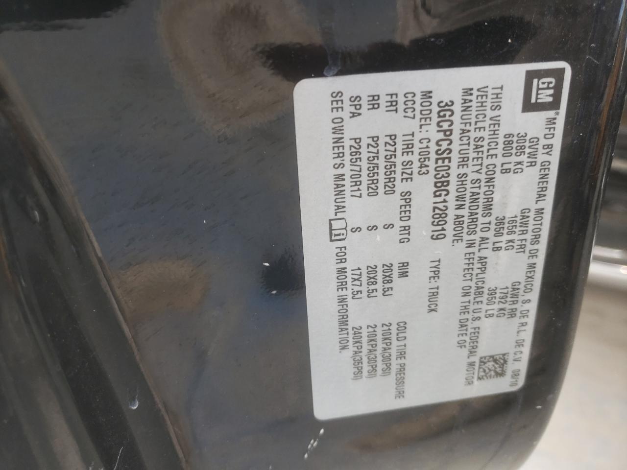 2011 Chevrolet Silverado C1500 Lt VIN: 3GCPCSE03BG128919 Lot: 85560715