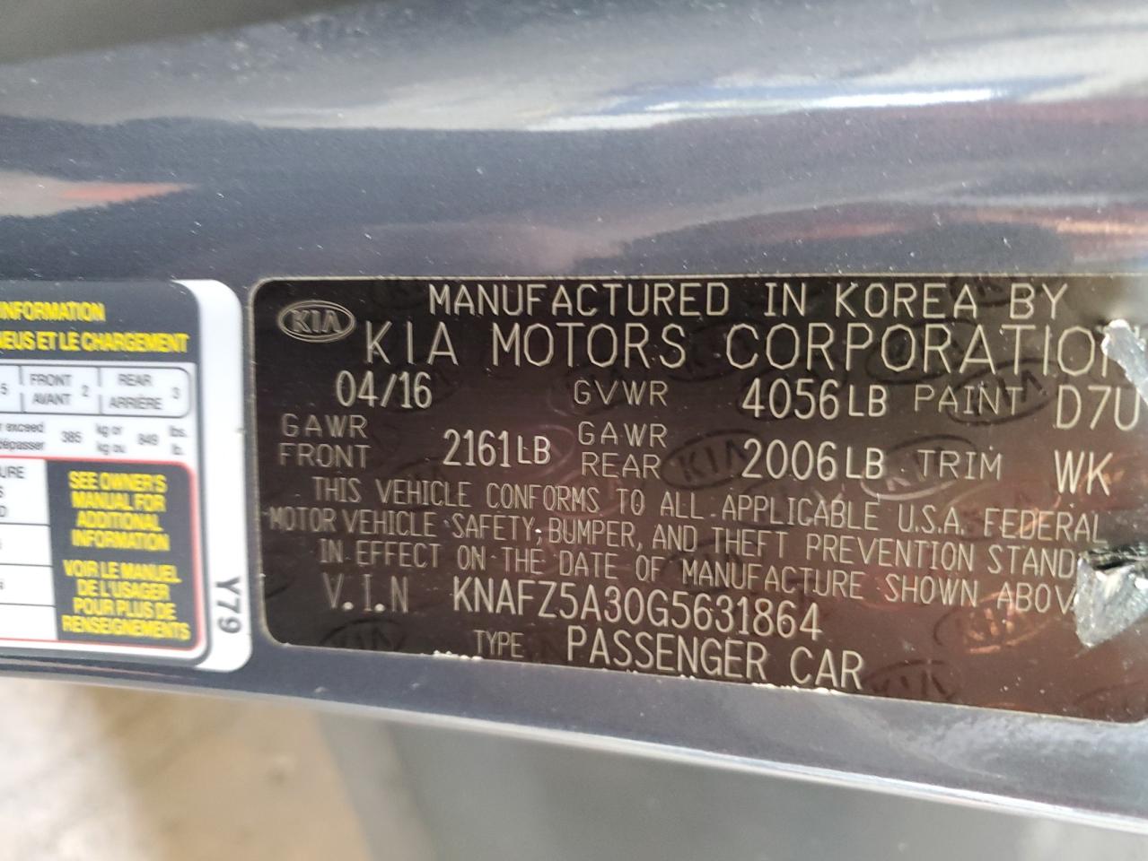 2016 Kia Forte Sx VIN: KNAFZ5A30G5631864 Lot: 85255015