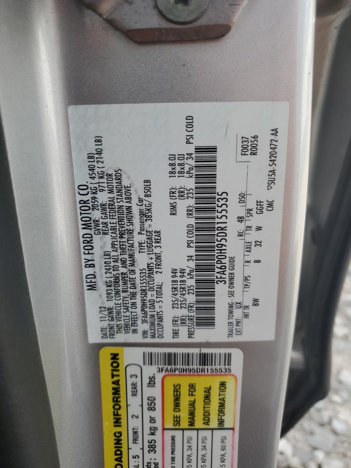 2013 Ford Fusion Se VIN: 3FA6P0H95DR155535 Lot: 84806645