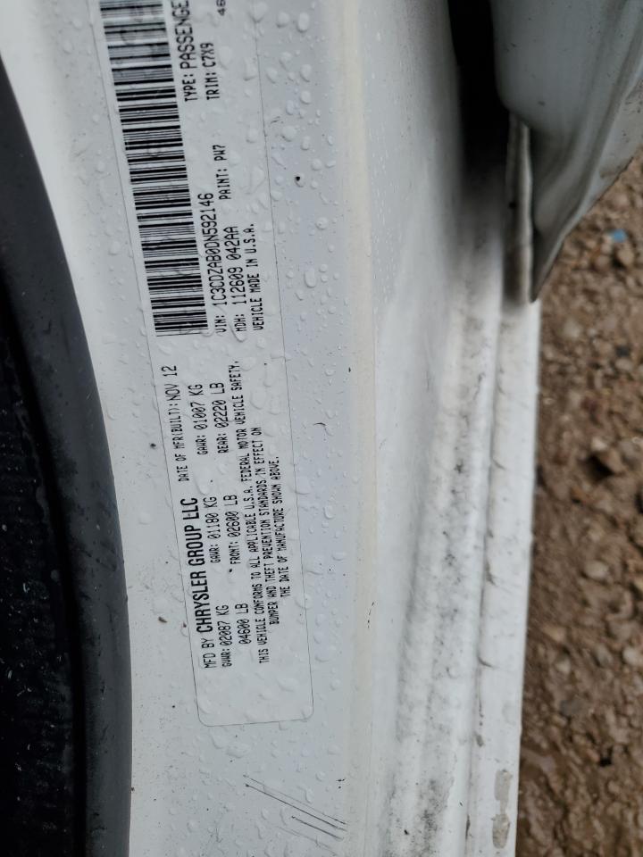 2013 Dodge Avenger VIN: 1C3CDZAB0DN592146 Lot: 82248105