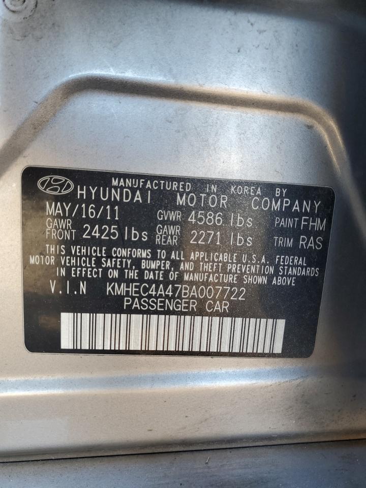 2011 Hyundai Sonata Hybrid VIN: KMHEC4A47BA007722 Lot: 85583145