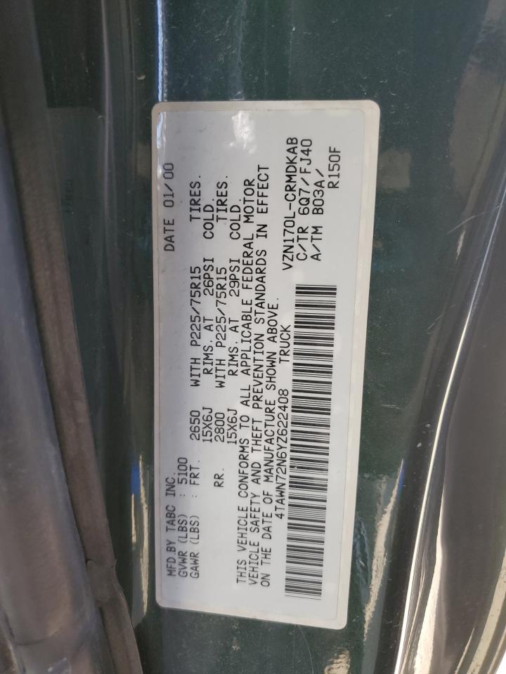 2000 Toyota Tacoma Xtracab VIN: 4TAWN72N6YZ622408 Lot: 81862725