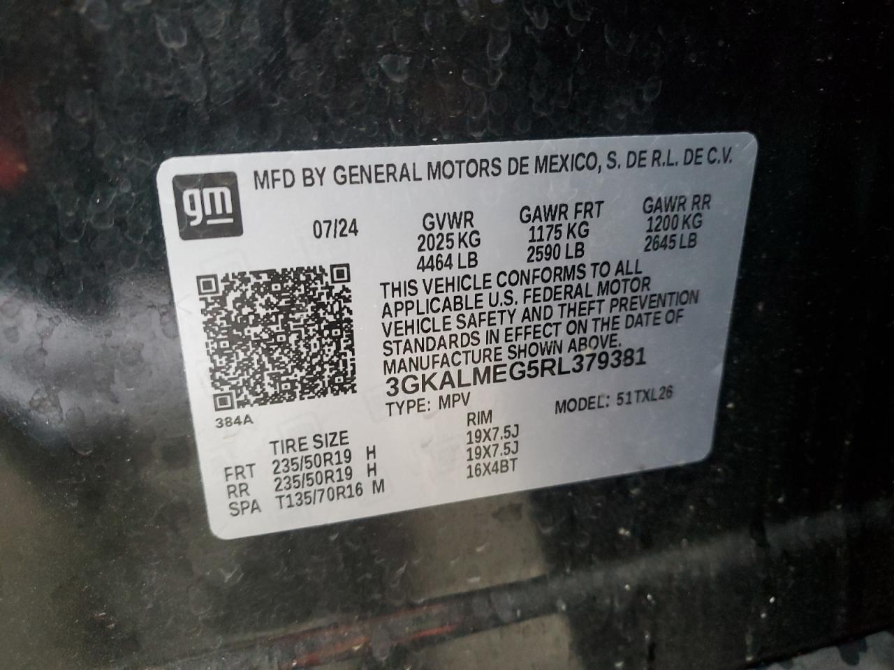 2024 GMC Terrain Sle VIN: 3GKALMEG5RL379381 Lot: 89484795