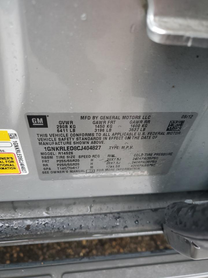 2012 Chevrolet Traverse Ltz VIN: 1GNKRLED8CJ404827 Lot: 90093685