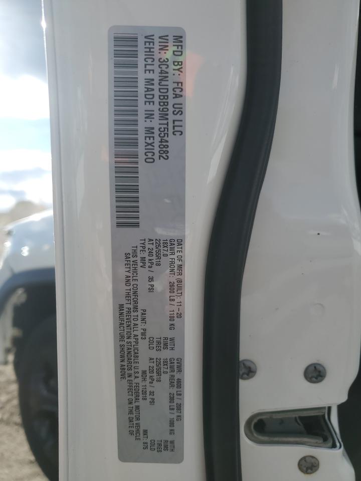 2021 Jeep Compass Latitude VIN: 3C4NJDBB9MT554882 Lot: 89516345