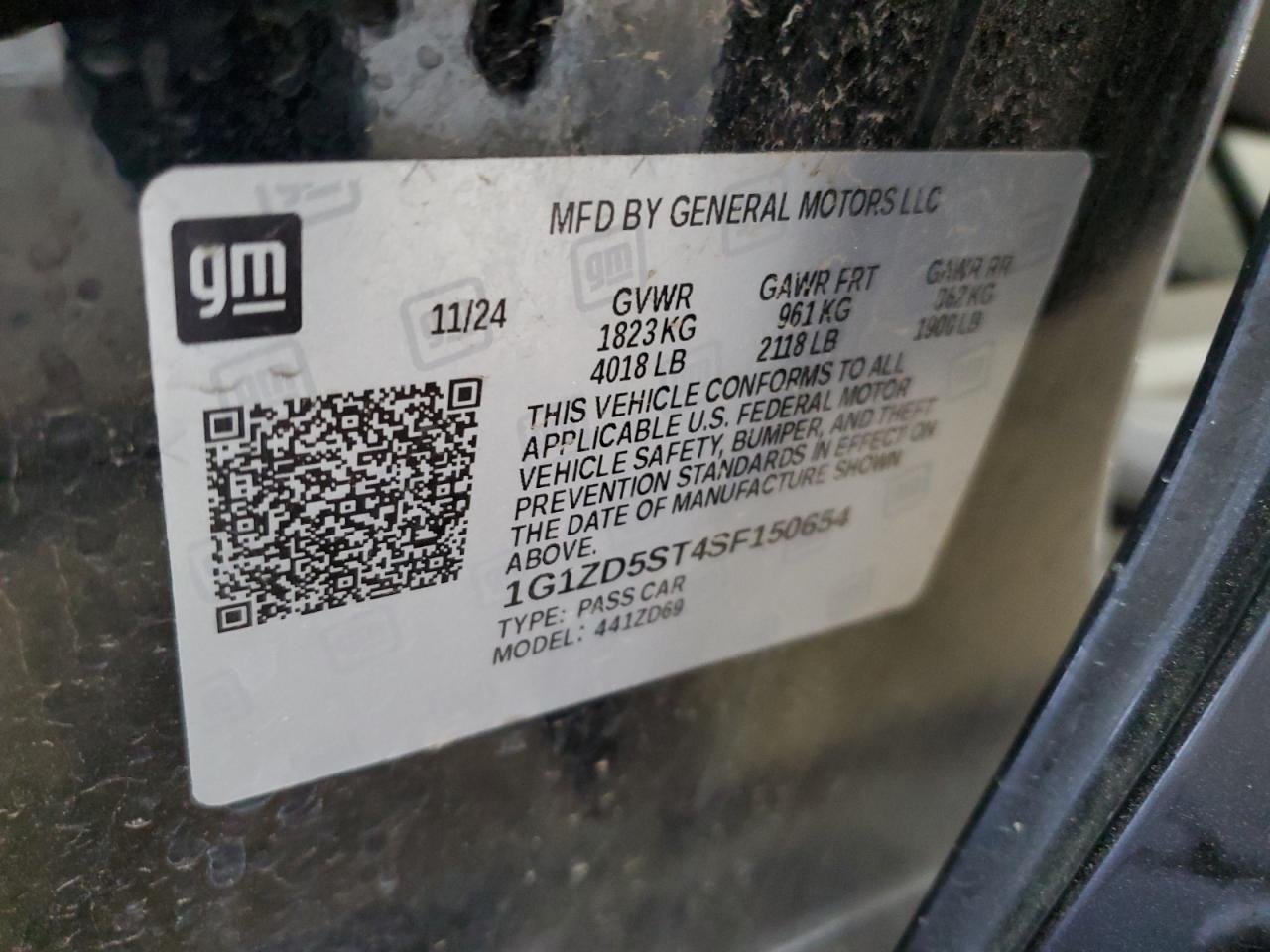 2025 Chevrolet Malibu Lt VIN: 1G1ZD5ST4SF150654 Lot: 84774415