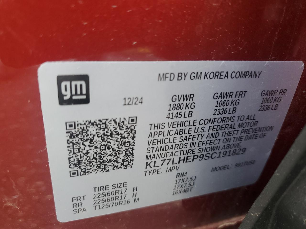2025 Chevrolet Trax 1Lt VIN: KL77LHEP9SC191829 Lot: 87105385