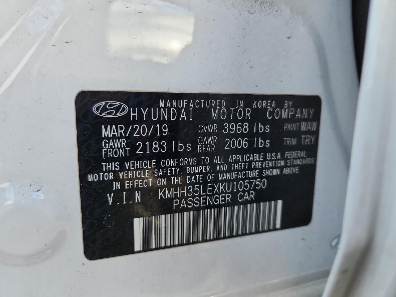 2019 Hyundai Elantra Gt VIN: KMHH35LEXKU105750 Lot: 89454805