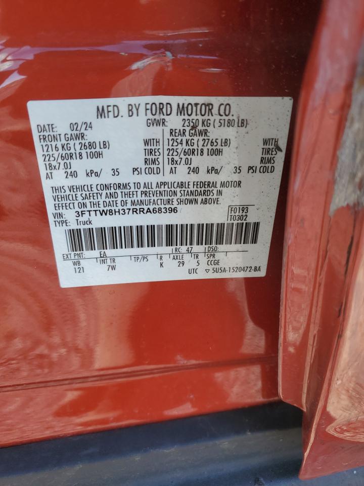 2024 Ford Maverick Xlt VIN: 3FTTW8H37RRA68396 Lot: 90982935