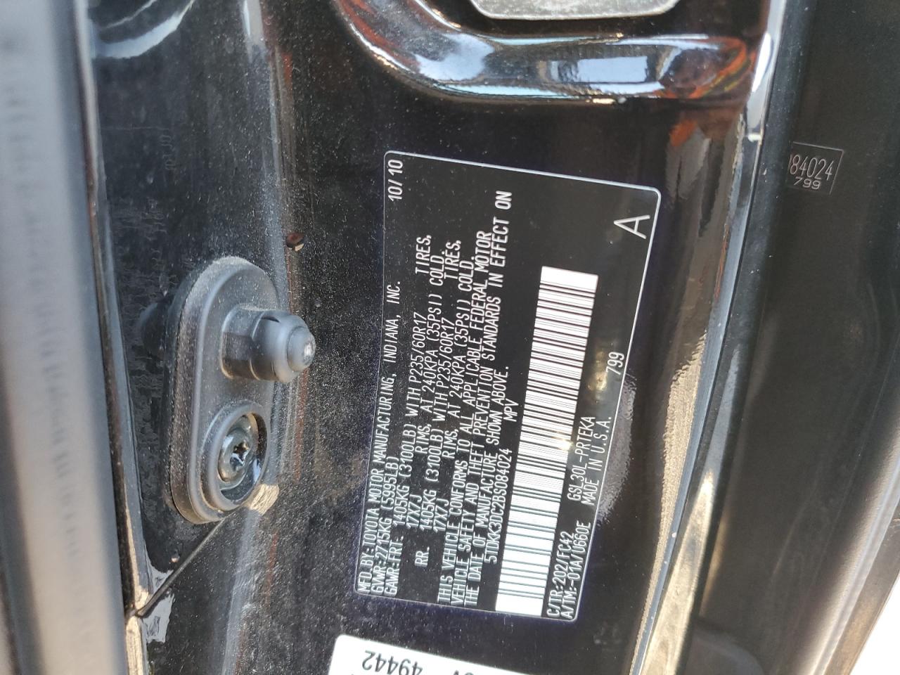 2011 Toyota Sienna Le VIN: 5TDKK3DC2BS084024 Lot: 82290445