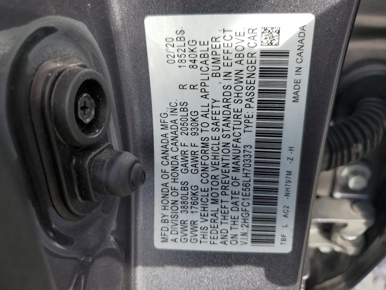 2020 Honda Civic Si VIN: 2HGFC1E56LH703373 Lot: 85642725