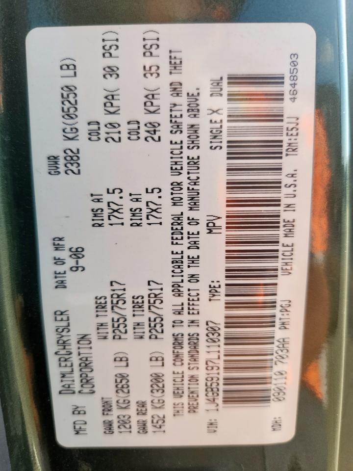 2007 Jeep Wrangler Sahara VIN: 1J4GB59197L110307 Lot: 84074055