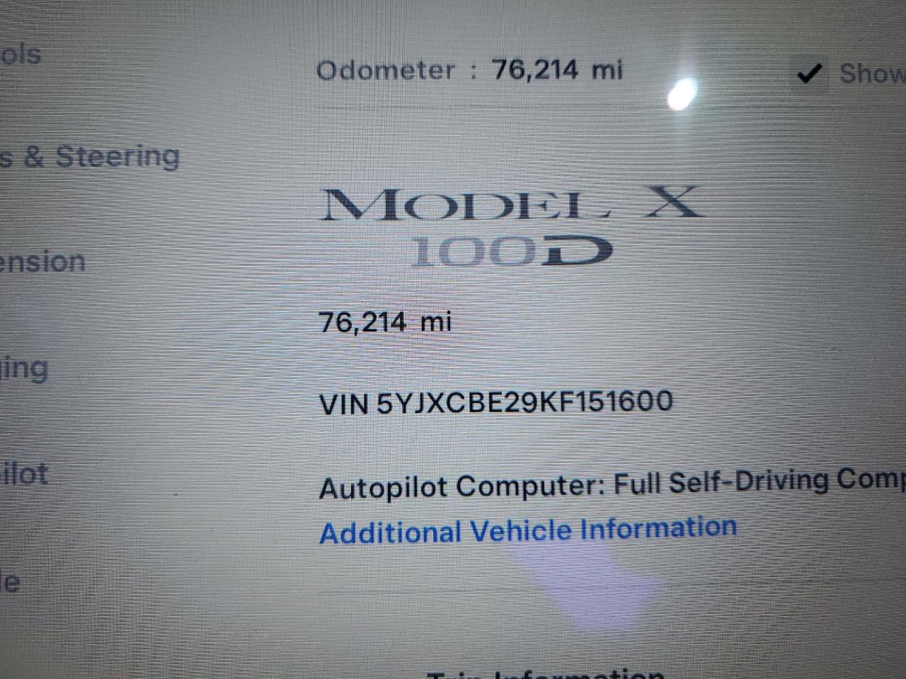 2019 Tesla Model X VIN: 5YJXCBE29KF151600 Lot: 86162595