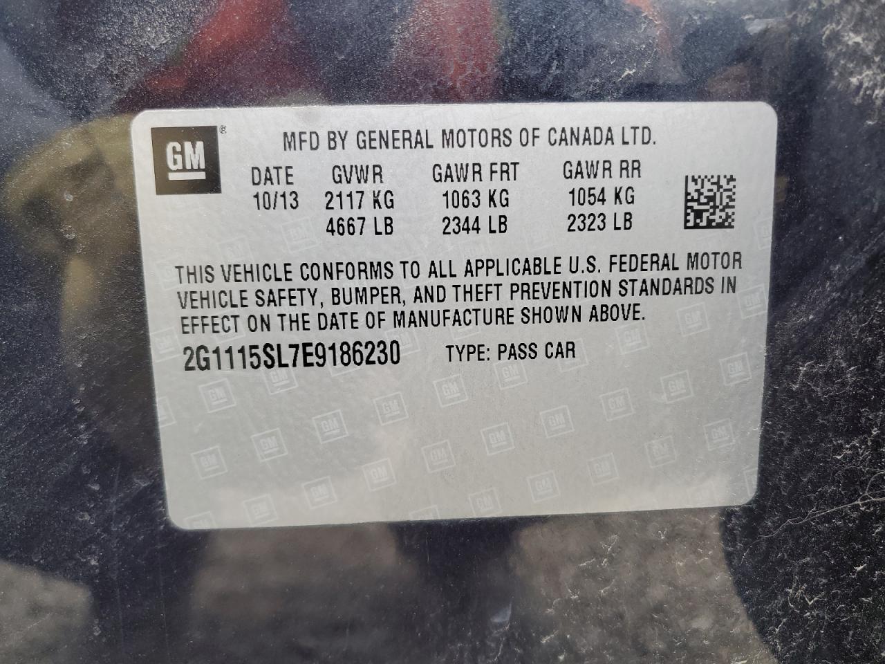 2014 Chevrolet Impala Lt VIN: 2G1115SL7E9186230 Lot: 81694345