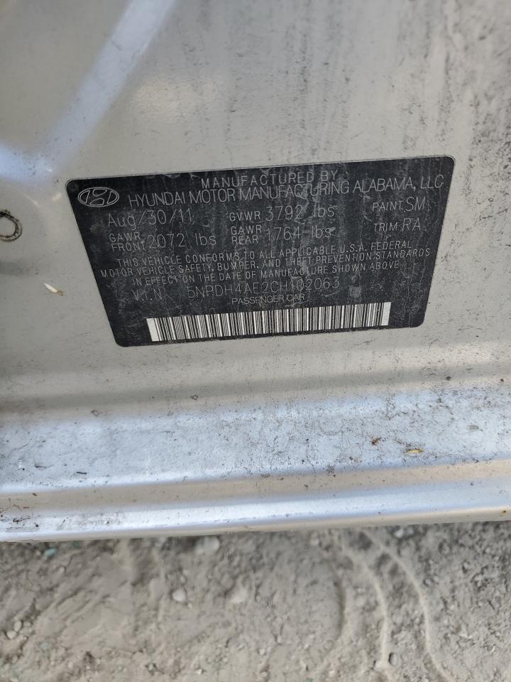 2012 Hyundai Elantra Gls VIN: 5NPDH4AE2CH102063 Lot: 86219235