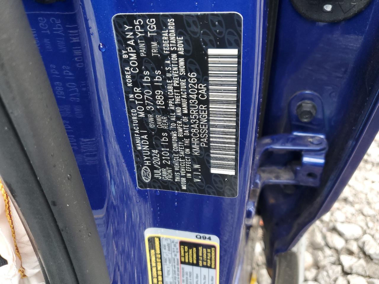 2024 Hyundai Venue Sel VIN: KMHRC8A35RU340266 Lot: 85491055