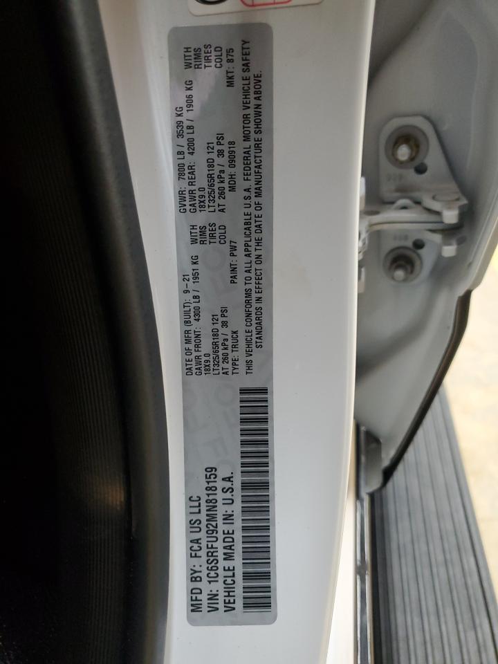 2021 Ram 1500 Trx VIN: 1C6SRFU92MN818159 Lot: 82553575