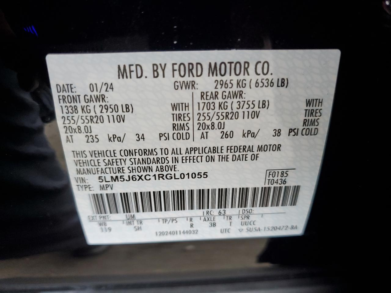 2024 Lincoln Aviator VIN: 5LM5J6XC1RGL01055 Lot: 85181405