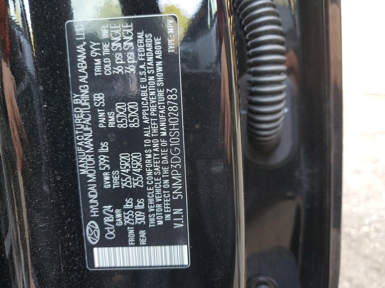 Hyundai Santa Fe VIN: 5NMP3DG10SH02873 Lot: 81920175