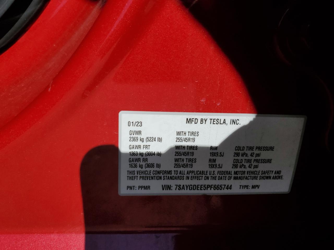 2023 Tesla Model Y VIN: 7SAYGDEE5PF665744 Lot: 82453015