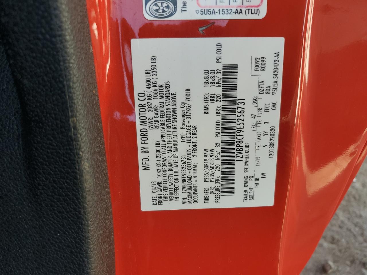 2014 Ford Mustang Gt VIN: 1ZVBP8CF9E5256731 Lot: 84267655