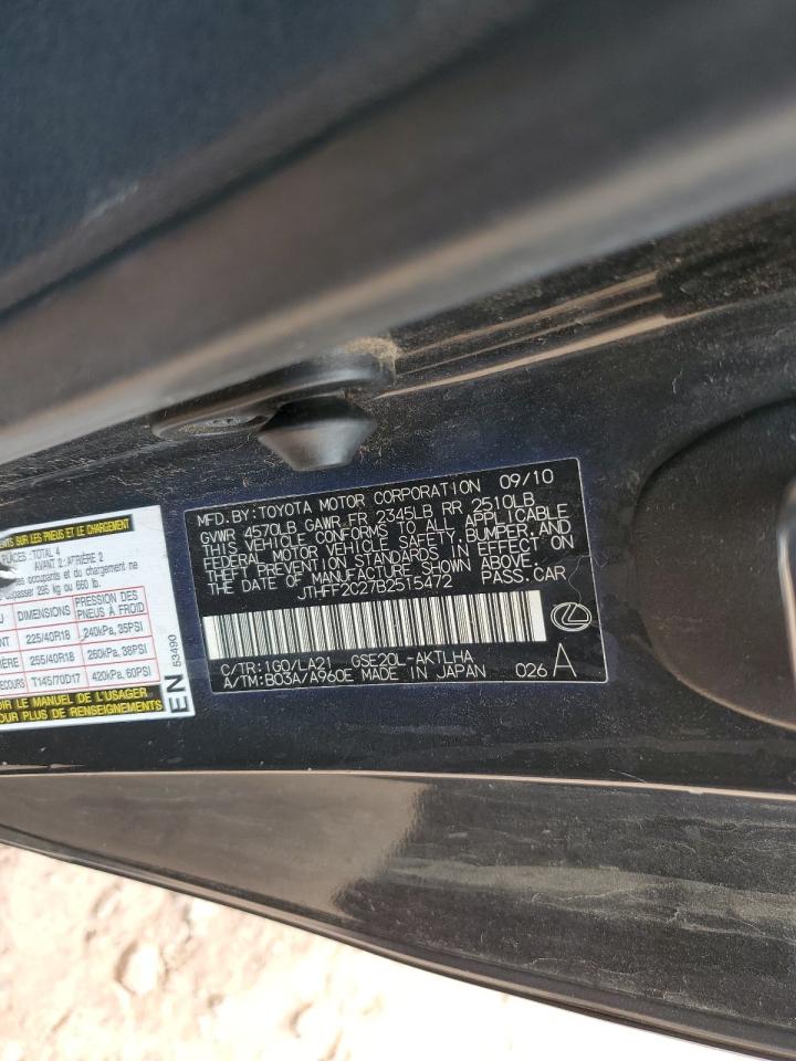 2011 Lexus Is 250 VIN: JTHFF2C27B2515472 Lot: 85900585