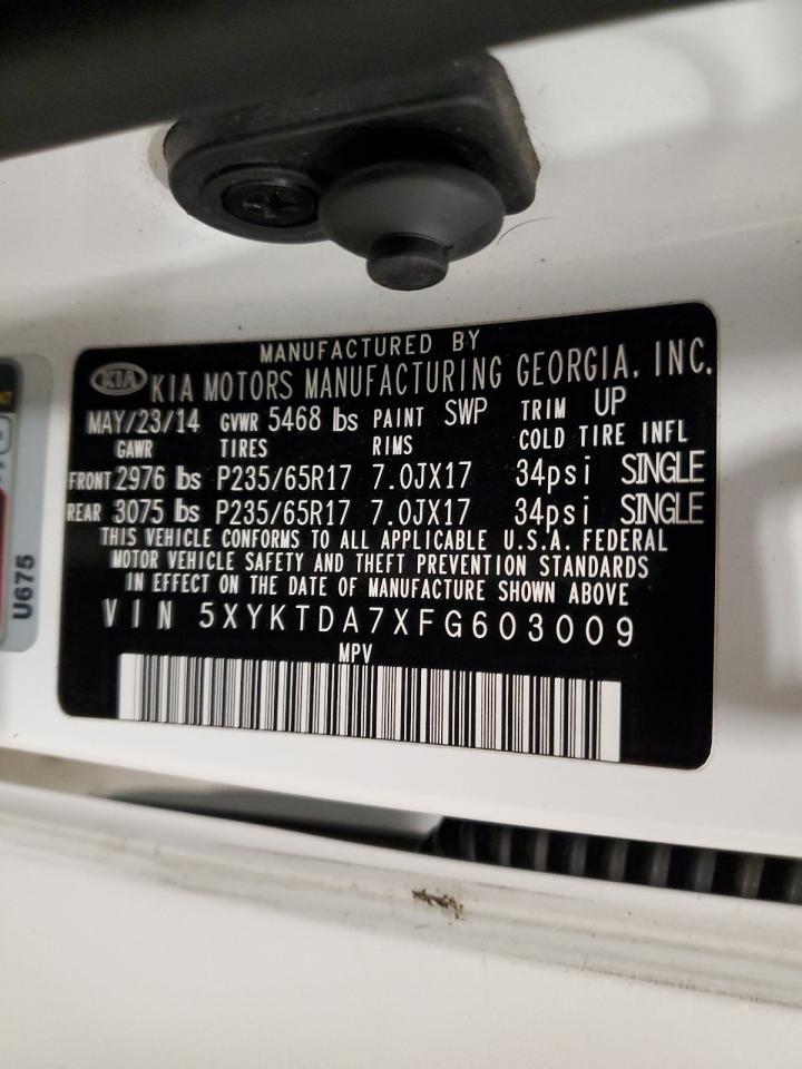 2015 Kia Sorento Lx VIN: 5XYKTDA7XFG603009 Lot: 82180735